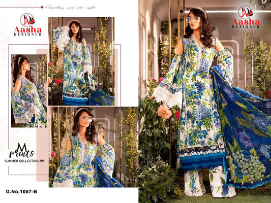 1057-B M Prints Vol-9 Aasha Designer Embroidery Pakistani Patch Suits