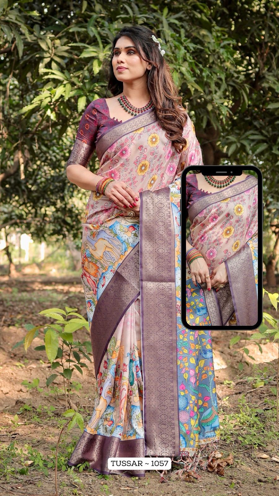 1057 Almaari Tussar Silk Sarees