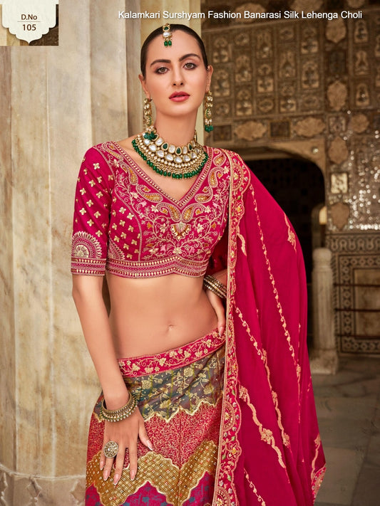 105 Kalamkari Surshyam Fashion Banarasi Silk Lehenga Choli