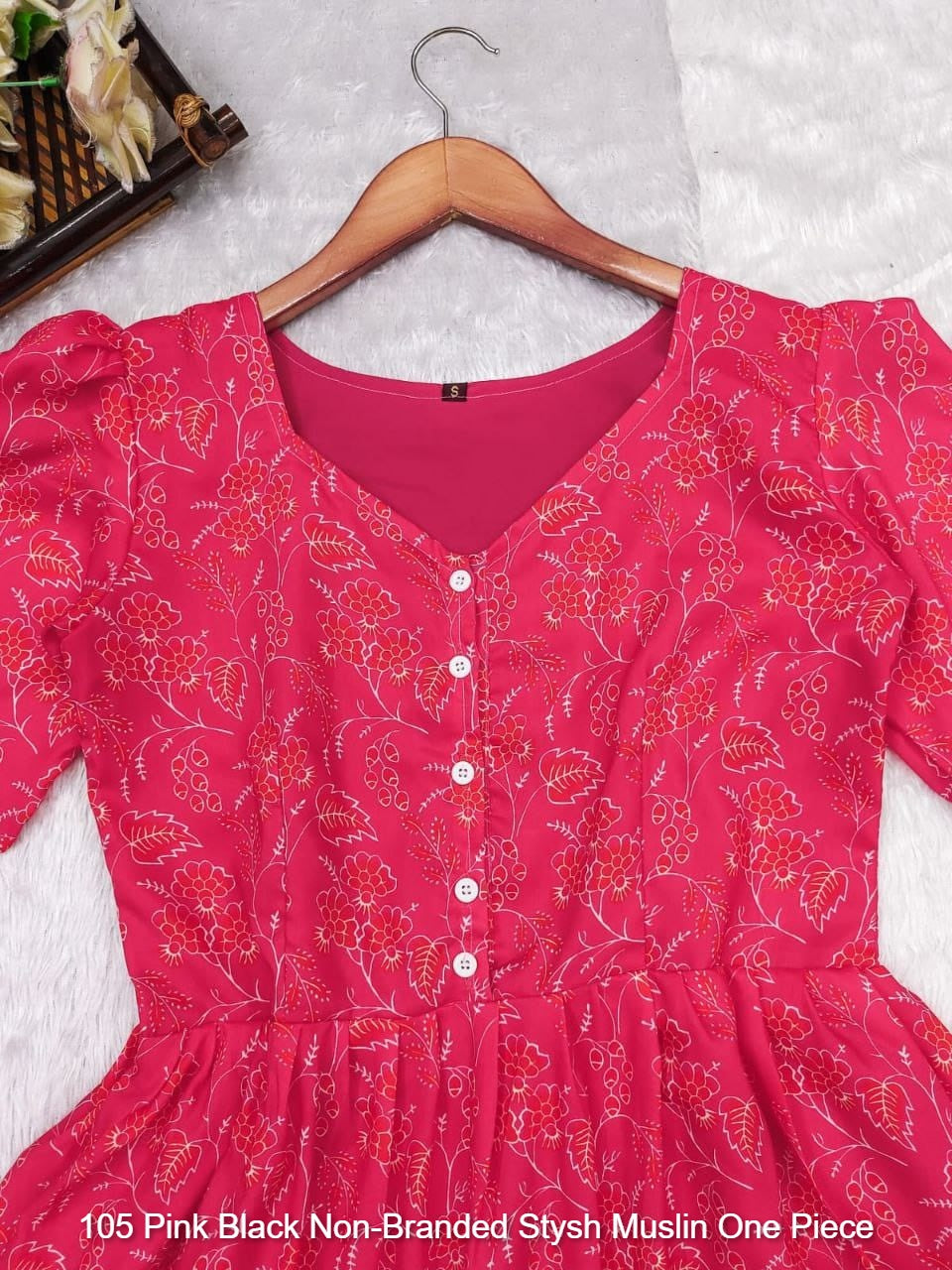 105 Pink Black Non-Branded Stysh Muslin One Piece