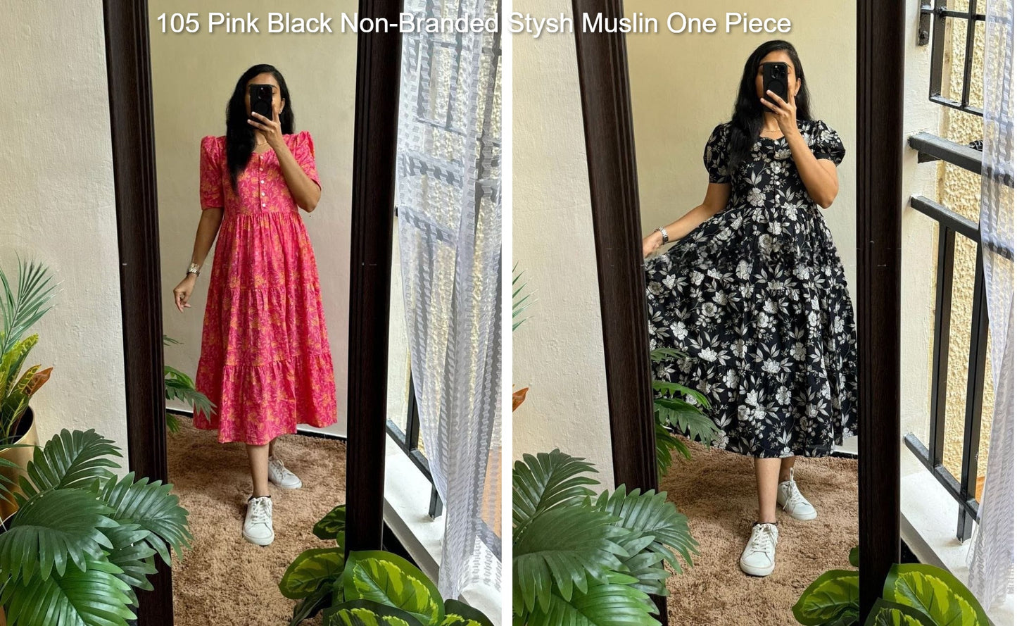 105 Pink Black Non-Branded Stysh Muslin One Piece
