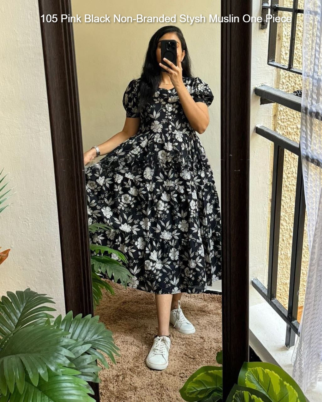 105 Pink Black Non-Branded Stysh Muslin One Piece