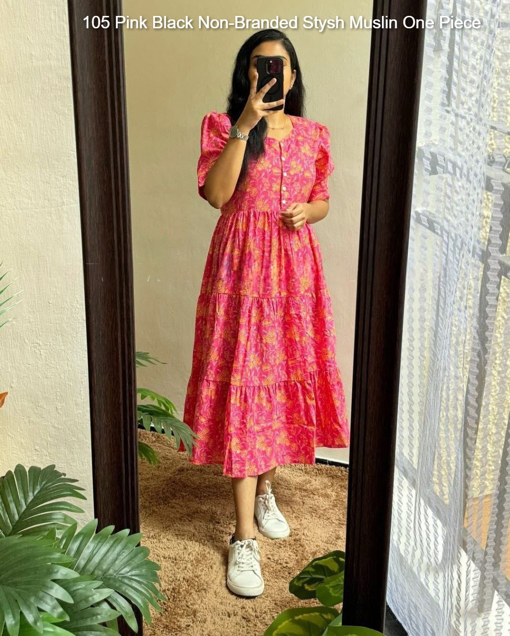 105 Pink Black Non-Branded Stysh Muslin One Piece