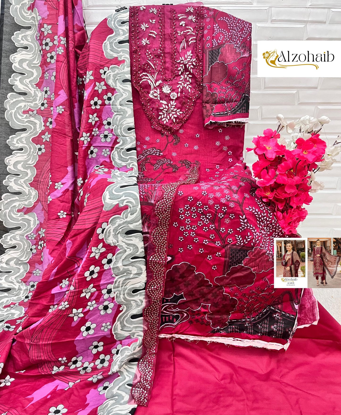 1061 M Basic 5 Al Zohaib Embroidery Pakistani Patch Suits