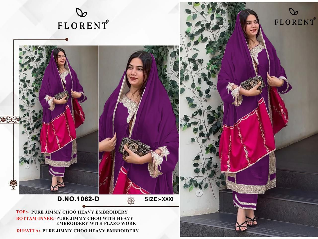1062-D Florent Jimmy Choo Pakistani Readymade Suits