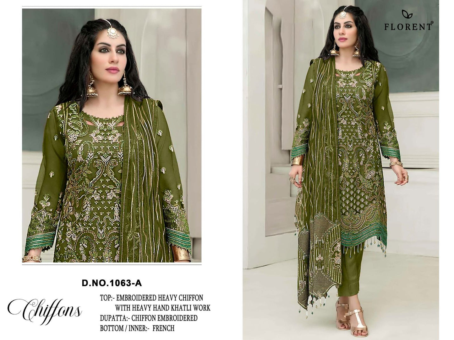 1063-A Florent Denting Chiffon Pakistani Salwar Suits