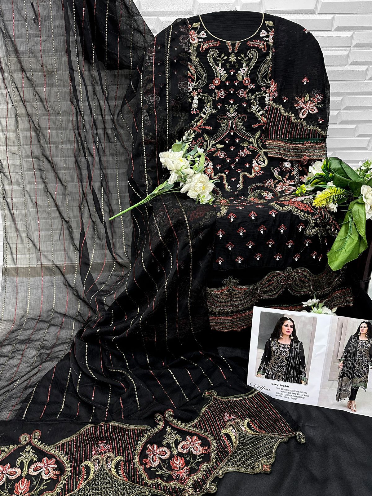 1063-B Florent Denting Chiffon Pakistani Salwar Suits