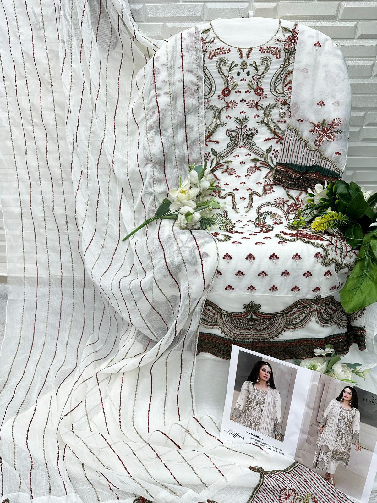 1063-D Florent Denting Chiffon Pakistani Salwar Suits