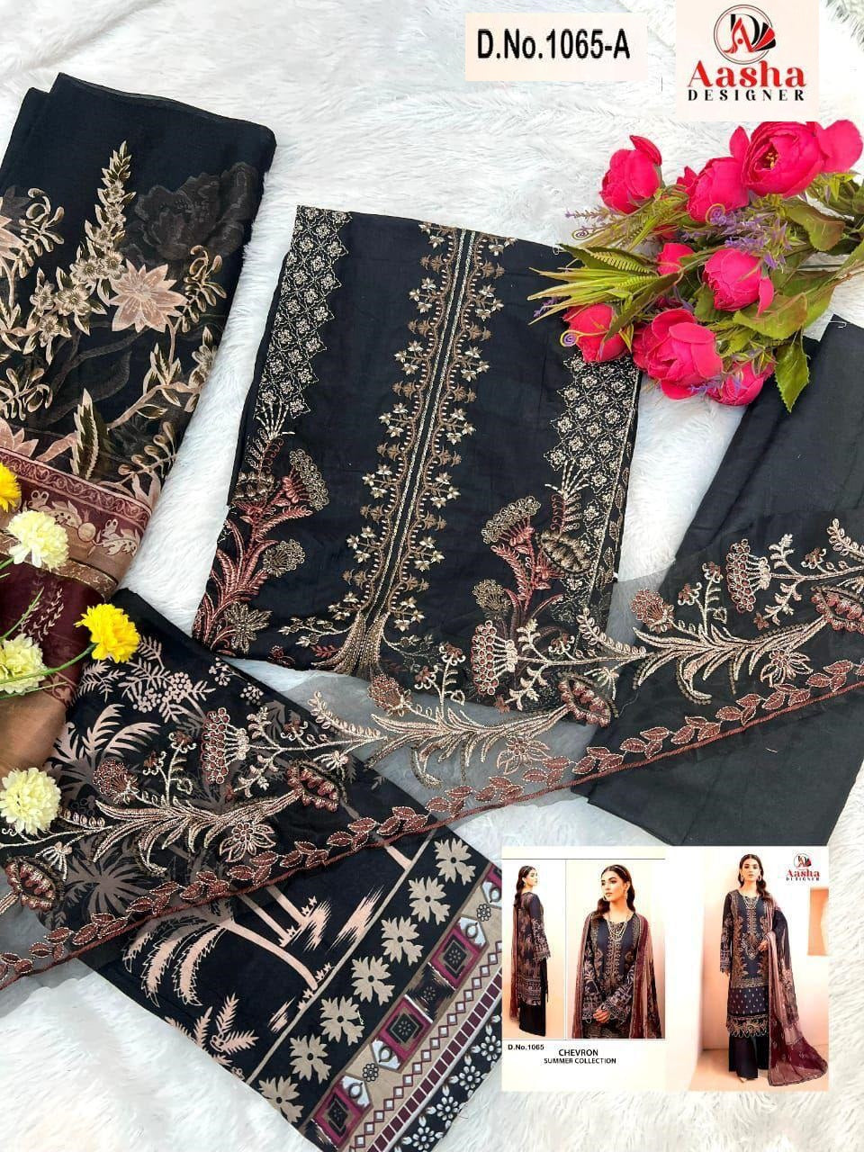 1065-A Chevron Summer Collection Aasha Designer Embroidery Pakistani Salwar Suits