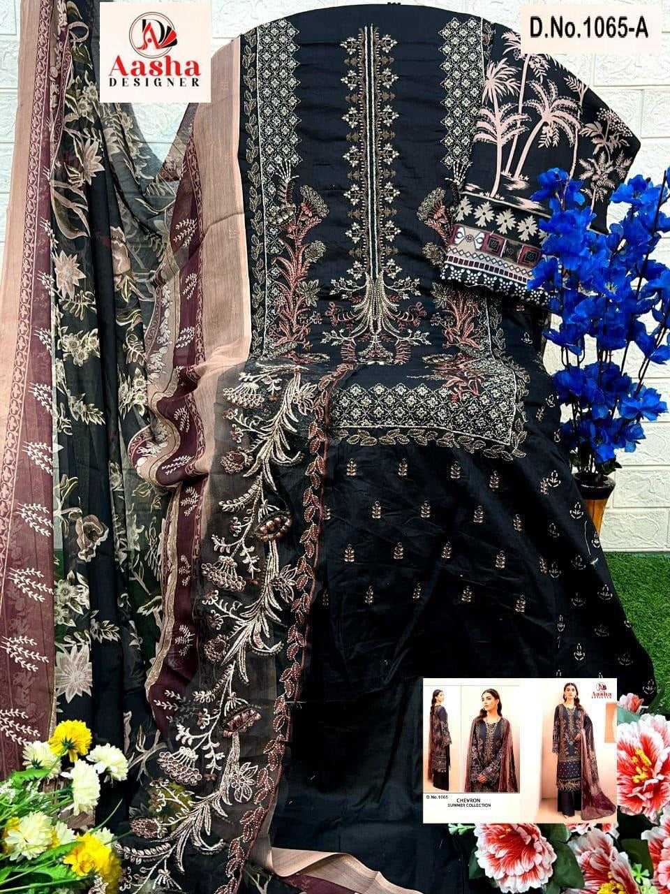1065-A Chevron Summer Collection Aasha Designer Embroidery Pakistani Salwar Suits