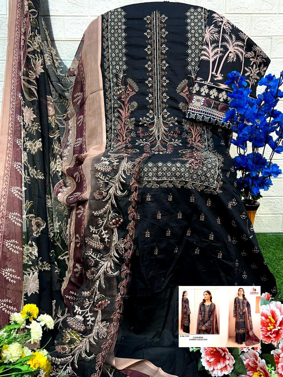 1065A Chevron Summer Collection Aasha Designer Pure Cotton Pakistani Salwar Suits