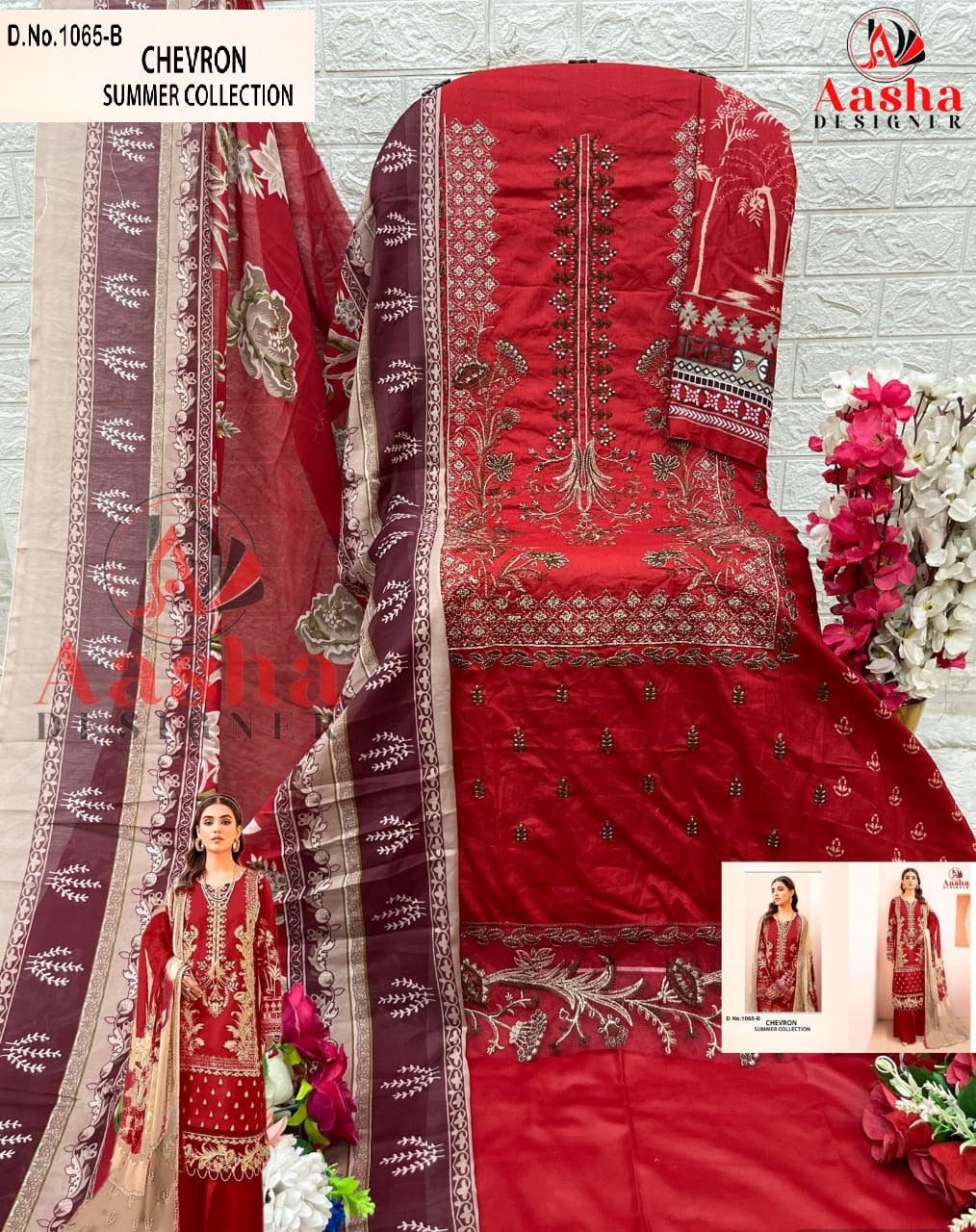 1065 B Aasha Designer Embroidery Pakistani Salwar Suits