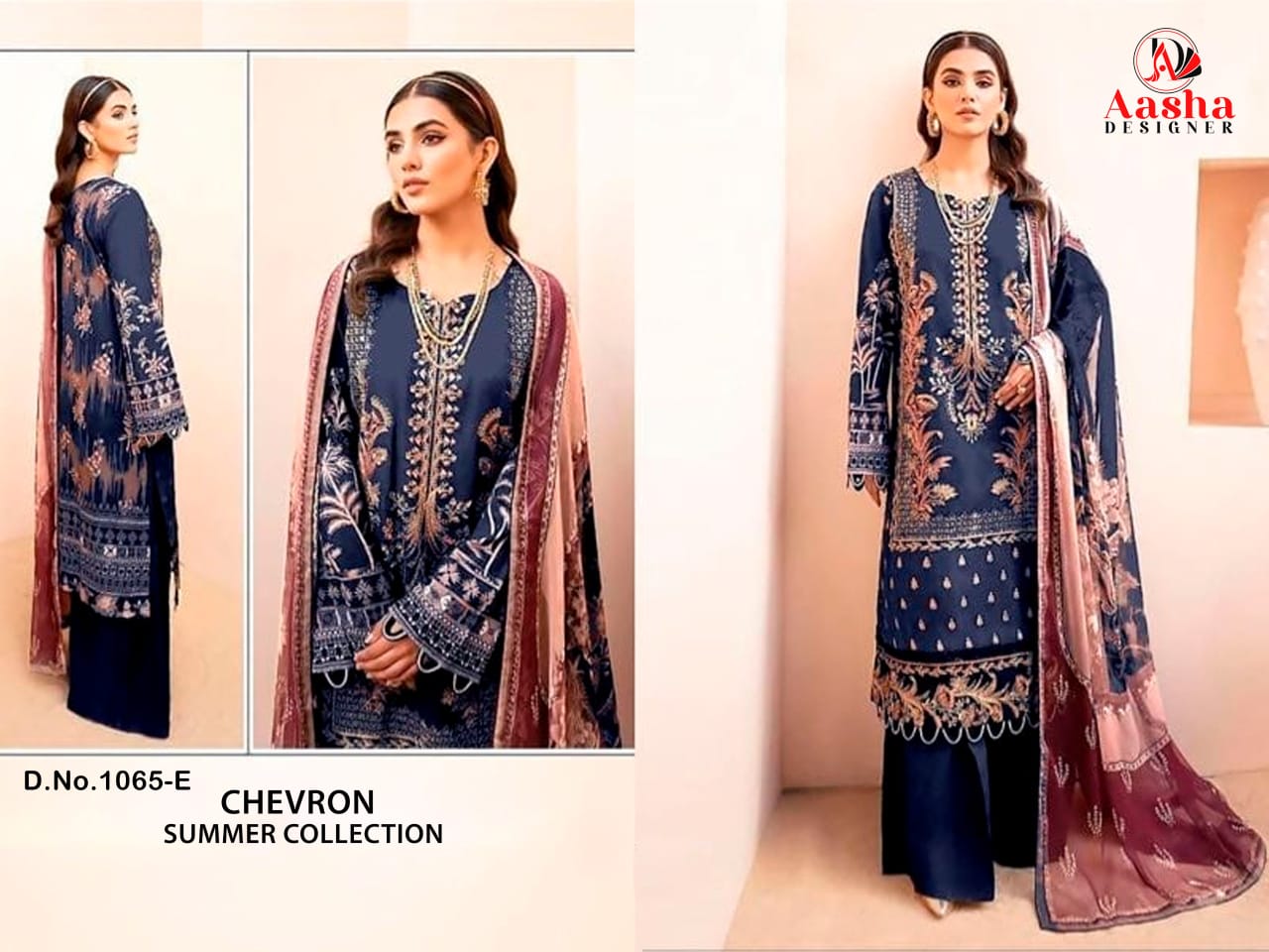 1065 E Aasha Designer Embroidery Pakistani Salwar Suits