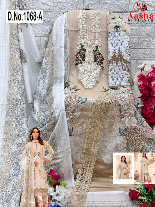 1068-A Aasha Designer Printed Pakistani Patch Suits