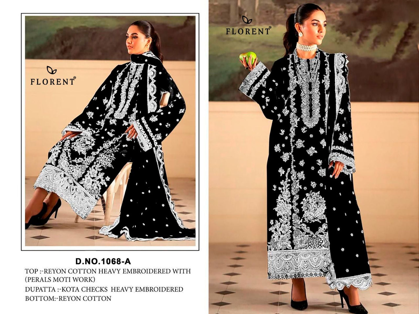 1068-A Florent Rayon Cotton Pakistani Salwar Suits