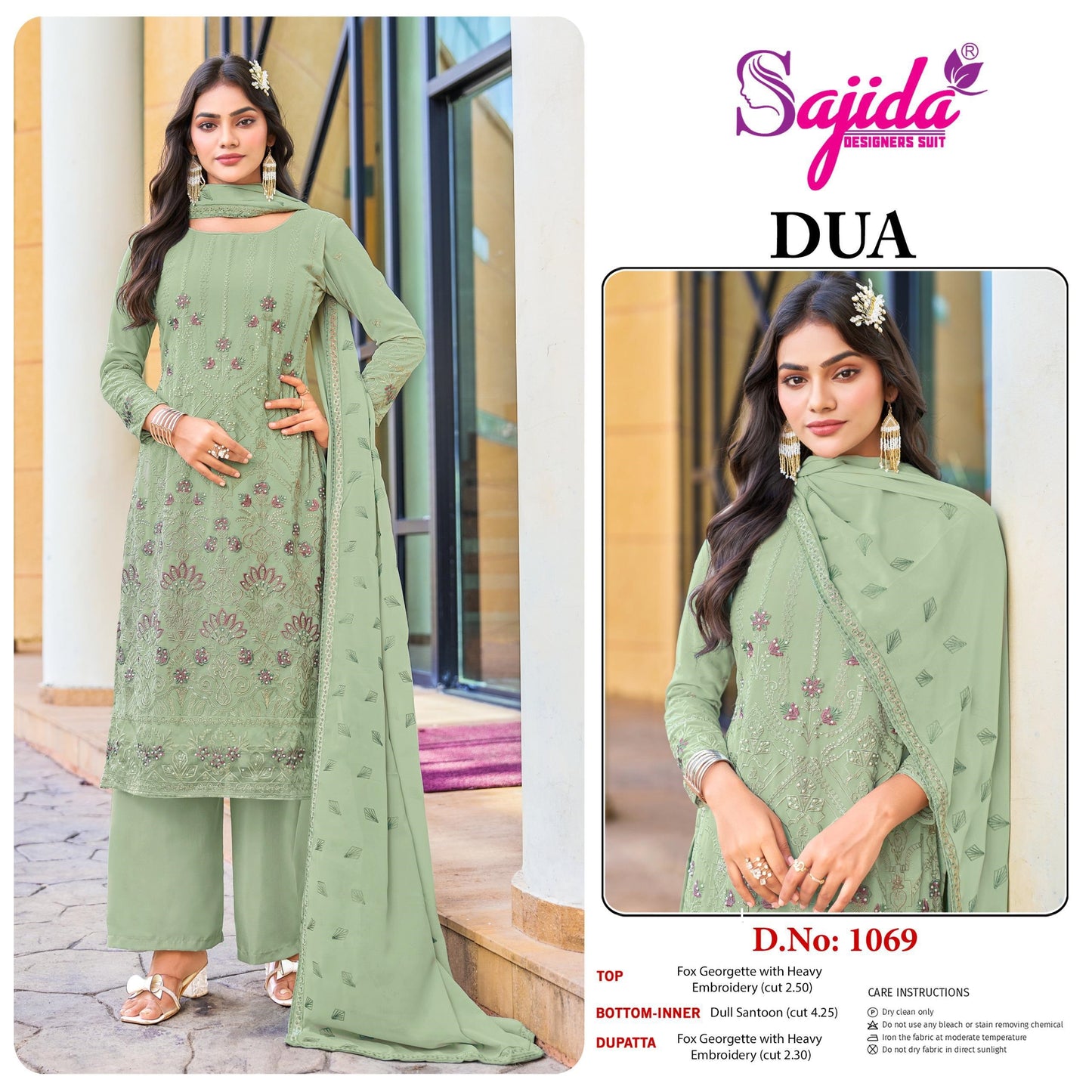 1069 Dua Sajida Georgette Pakistani Salwar Suits