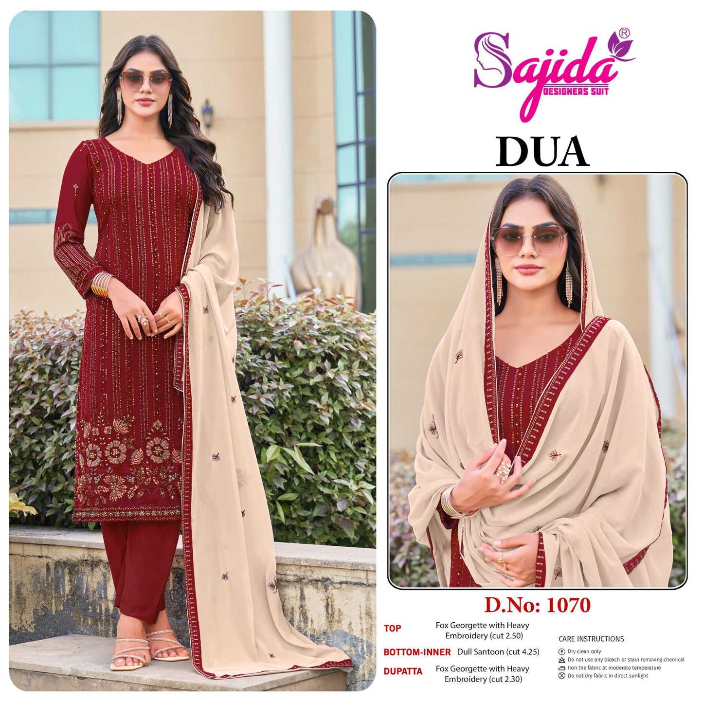 1070 Dua Sajida Georgette Pakistani Salwar Suits