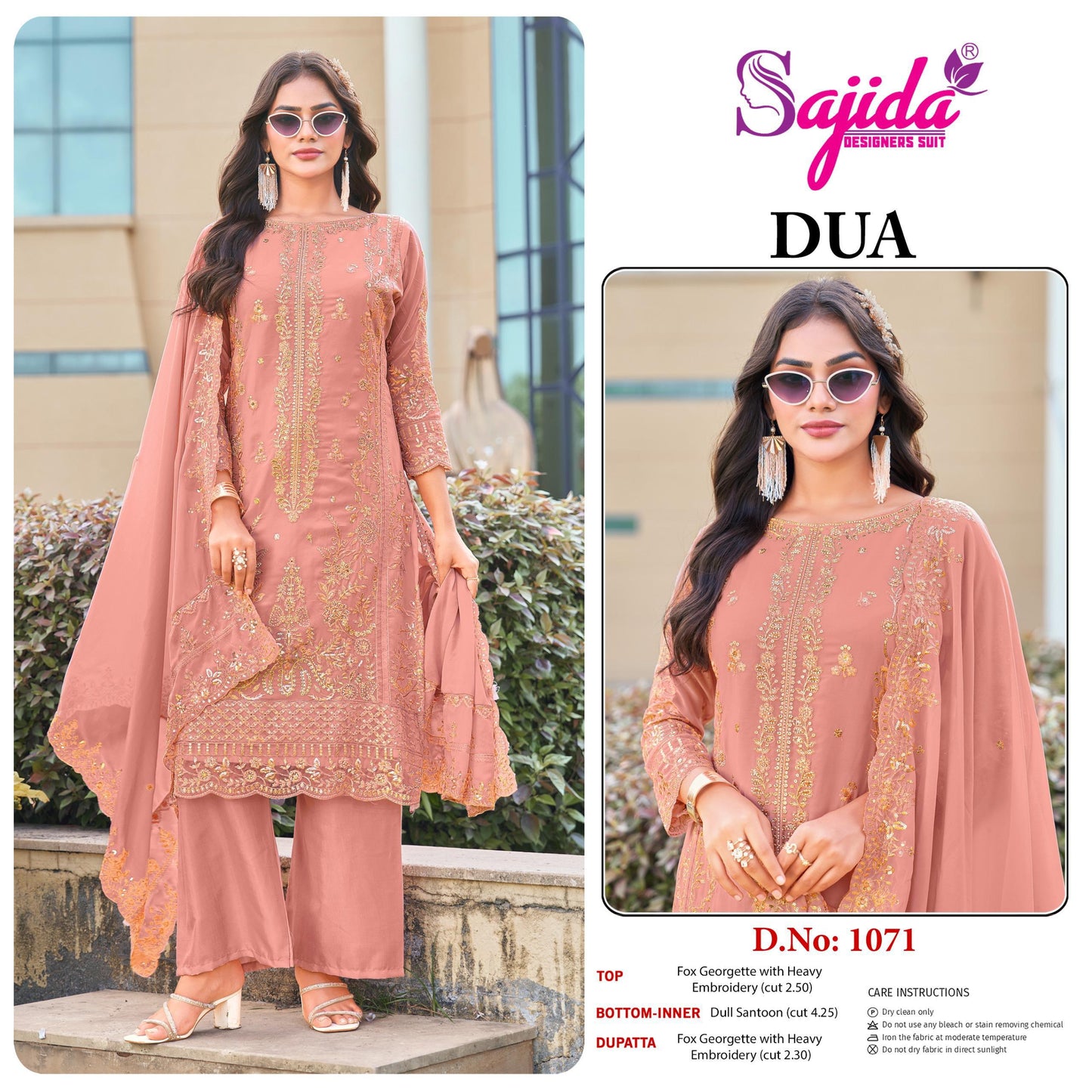 1071 Dua Sajida Georgette Pakistani Salwar Suits