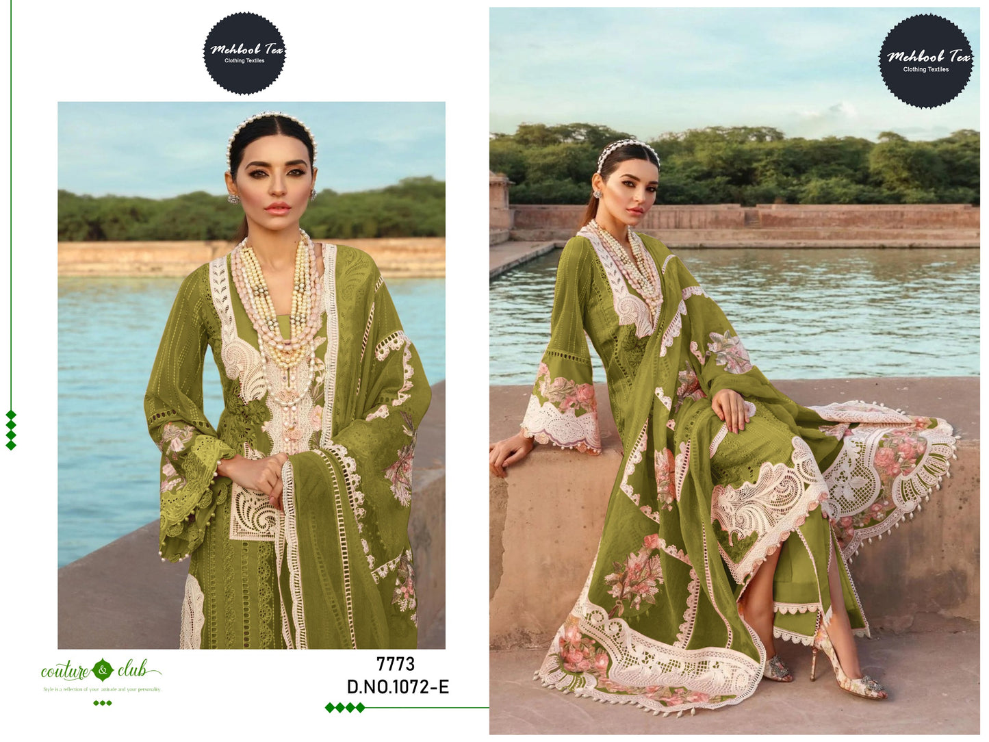 1072-E Mehboob Tex Embroidery Pakistani Salwar Suits