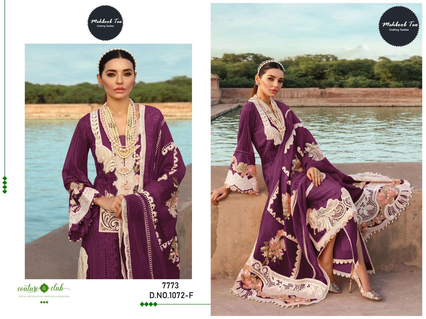 1072-F Mehboob Tex Embroidery Pakistani Salwar Suits