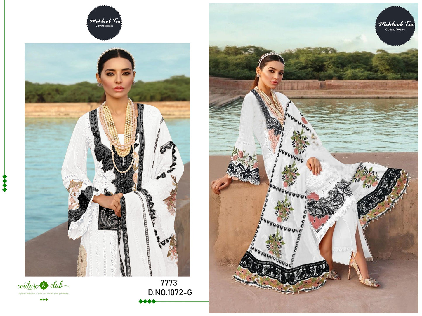 1072-G Mehboob Tex Embroidery Pakistani Salwar Suits