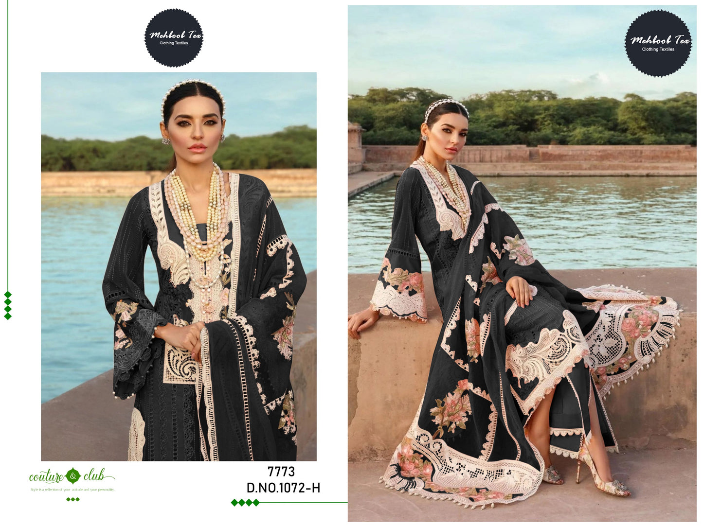 1072-H Mehboob Tex Embroidery Pakistani Salwar Suits