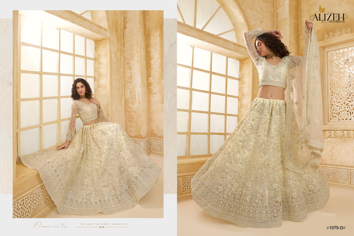 1075D The White Bride Vol 2 Alizeh Net Silk Lehenga Choli