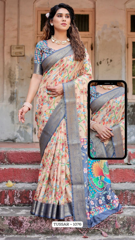 1076 Almaari Tussar Silk Sarees
