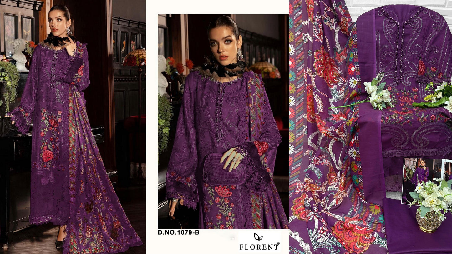 1079-B Florent Cambric Cotton Pakistani Salwar Suits