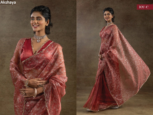 107C Akshaya Pure Organza Sarees