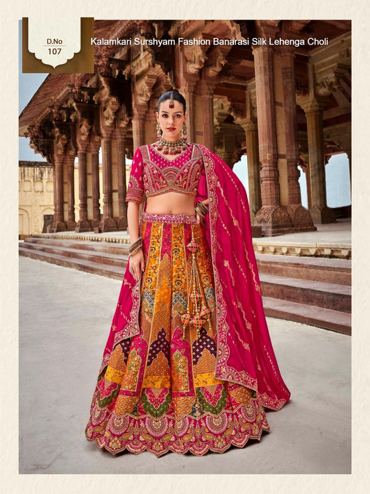 107 Kalamkari Surshyam Fashion Banarasi Silk Lehenga Choli
