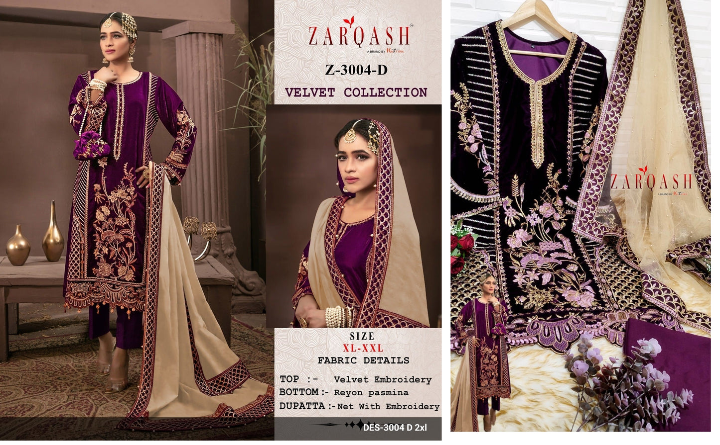 Z-3004-D Zarqash Pakistani Readymade Suits