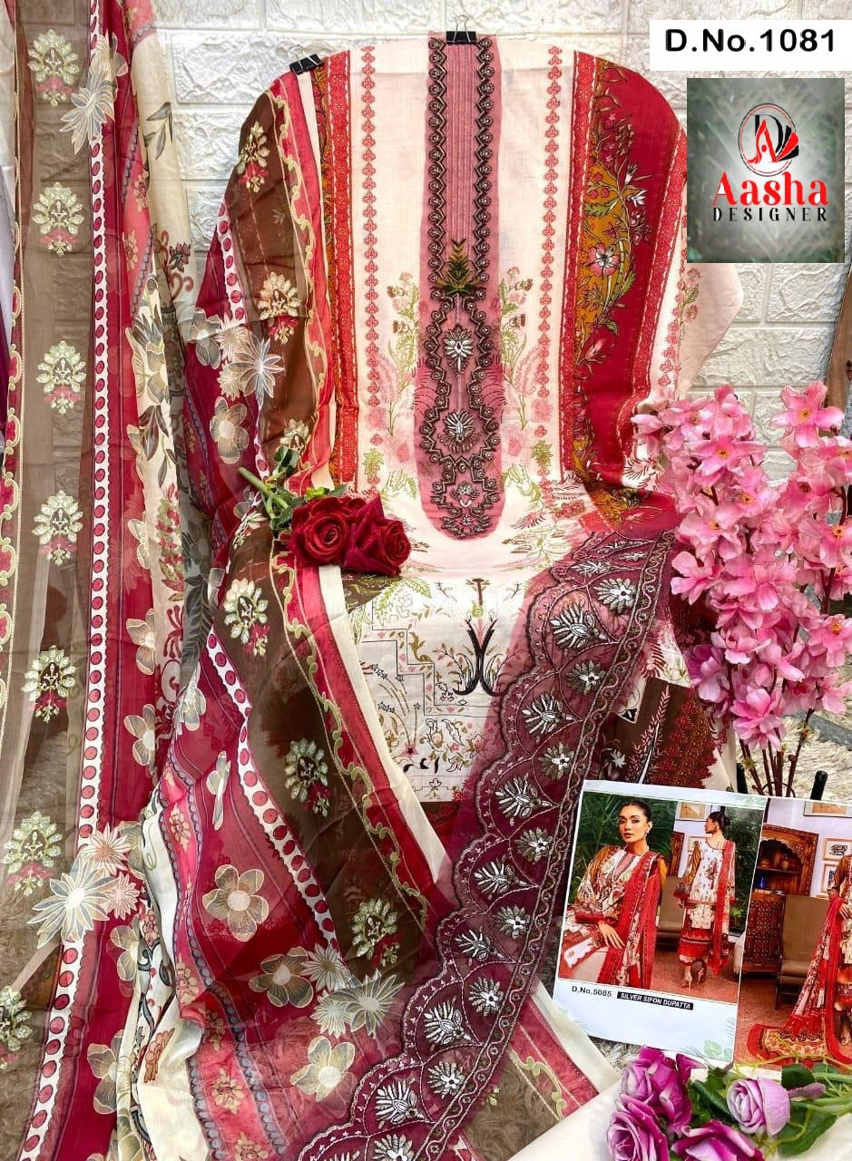 1081 Aasha Designer Embroidery Pakistani Patch Suits