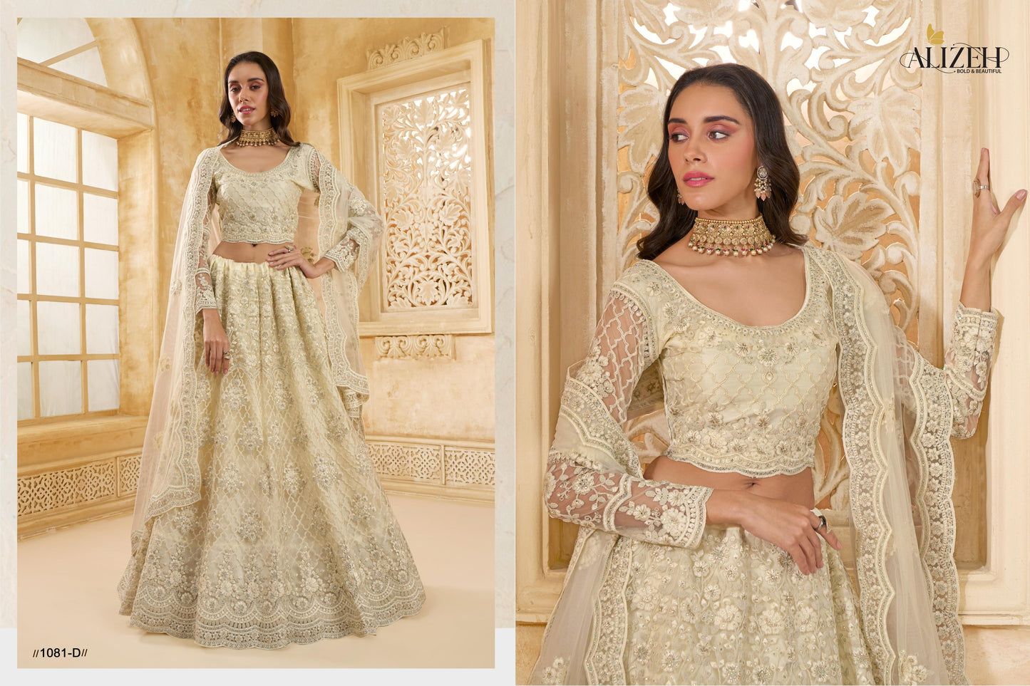 1081D The White Bride Vol 2 Alizeh Net Silk Lehenga Choli