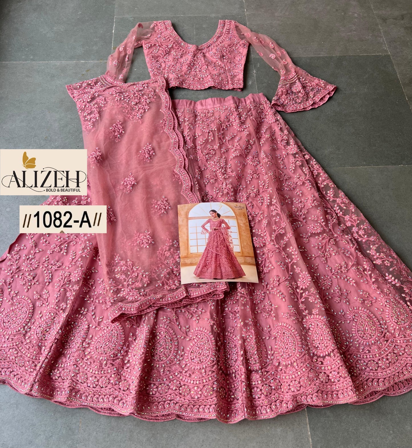 1082-A Alizeh Butterfly Net Lehenga Choli