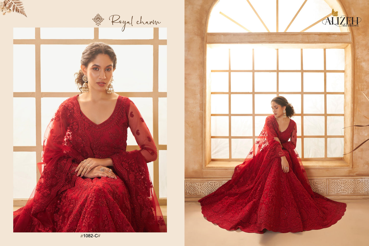 1082-C Alizeh Butterfly Net Lehenga Choli
