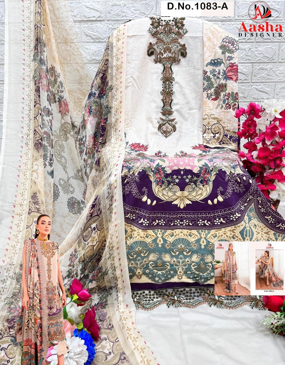 1083-A Queens Courts Vol 6 Aasha Designer Embroidery Pakistani Patch Suits