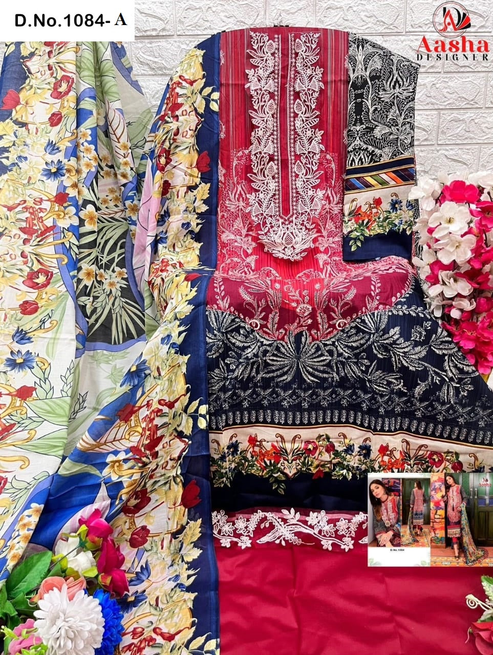 1084A Aasha Designer Pure Cotton Pakistani Patch Suits