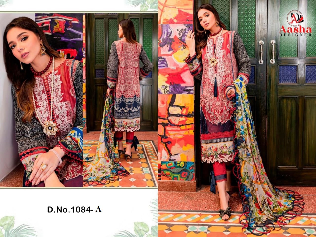 1084A Aasha Designer Pure Cotton Pakistani Patch Suits