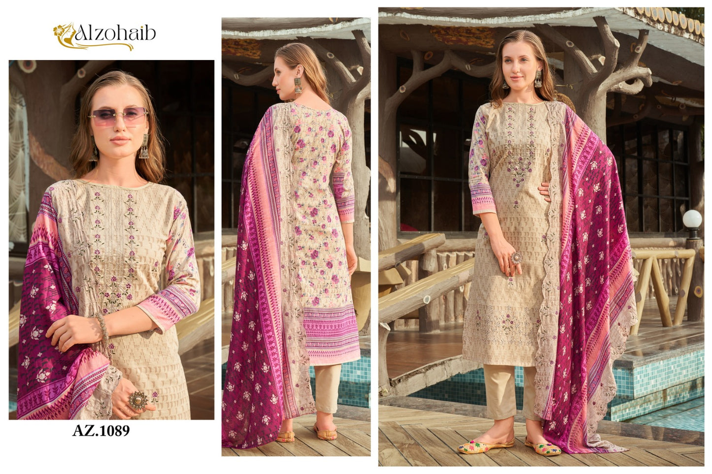 1089 Al Zohaib Embroidery Work Pakistani Salwar Suits