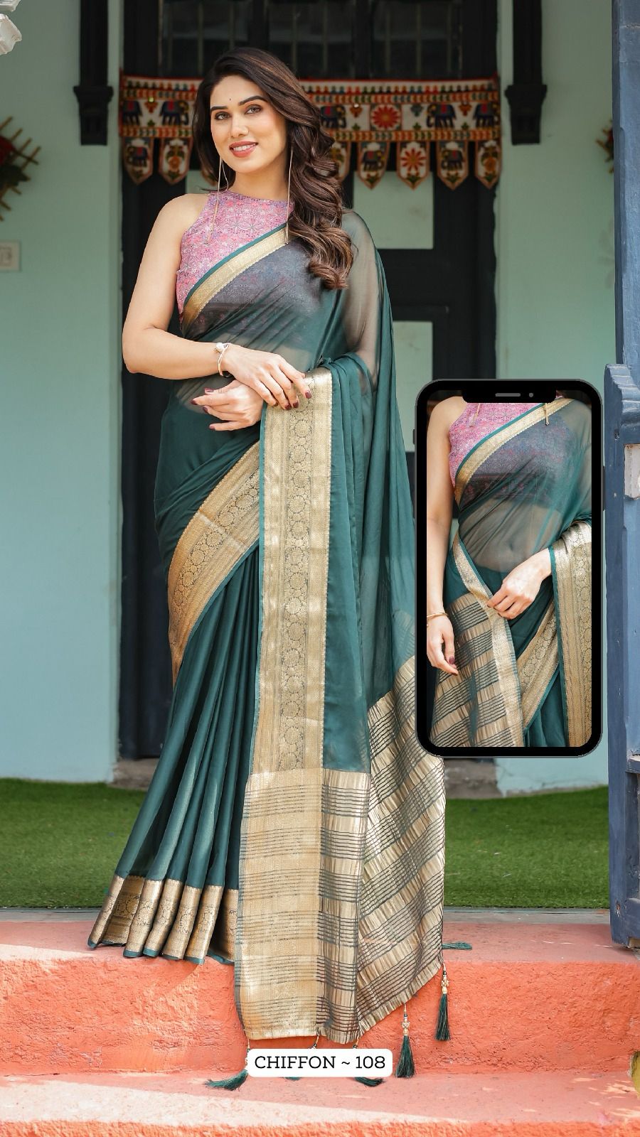 108 Almaari Chiffon Sarees
