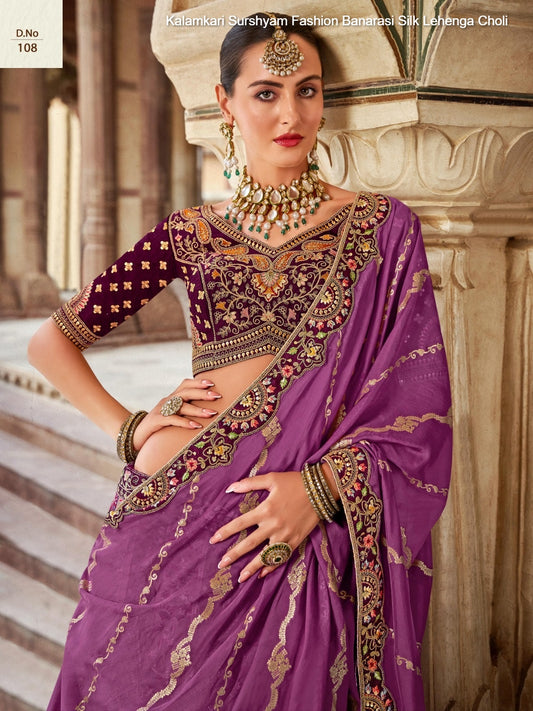 108 Kalamkari Surshyam Fashion Banarasi Silk Lehenga Choli