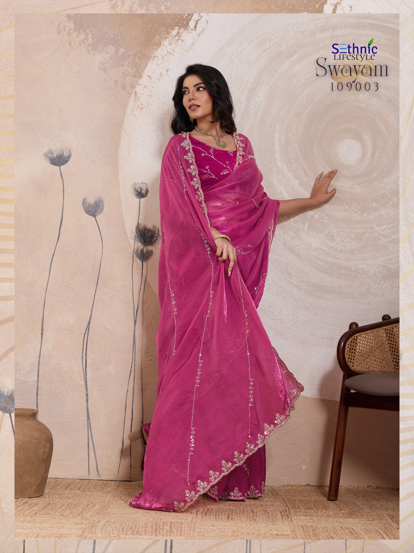 109003 Swayam Sethnic Velvet Satin Sarees