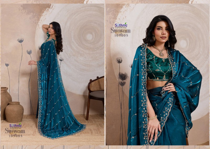 109005 Swayam Sethnic Velvet Satin Sarees