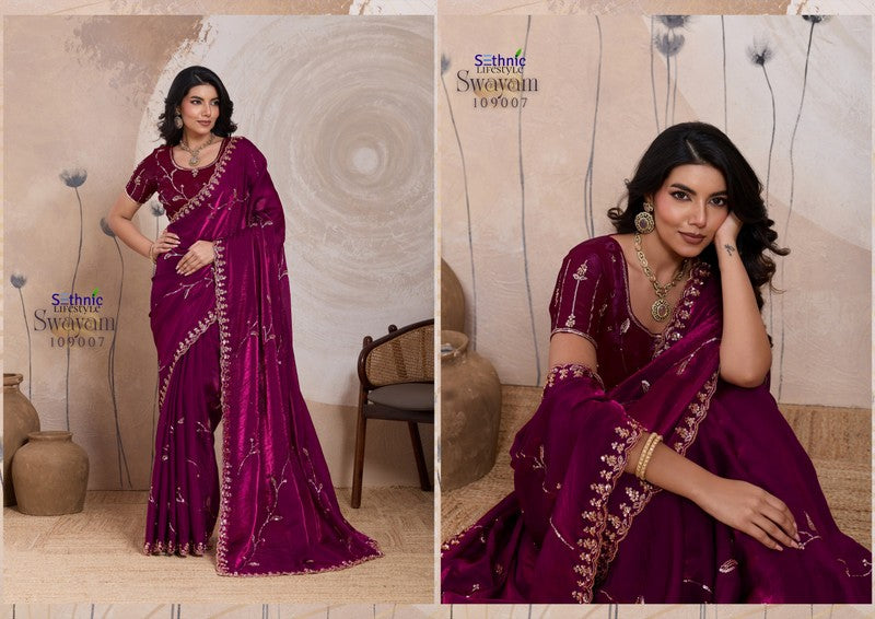109007 Swayam Sethnic Velvet Satin Sarees