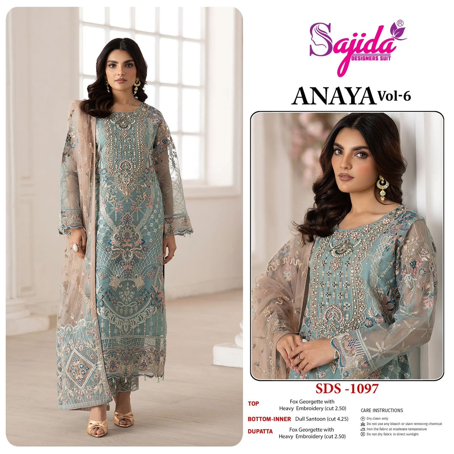 1097 Anaya Vol-6 Sajida Georgette Pakistani Salwar Suits
