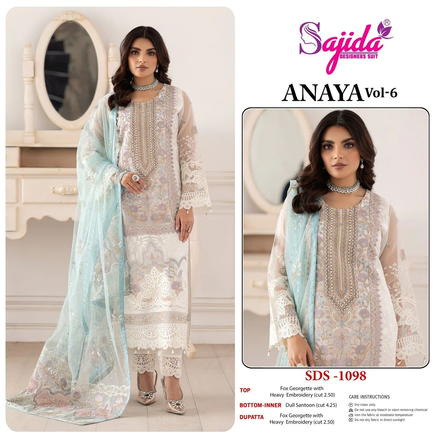 1098 Anaya Vol-6 Sajida Georgette Pakistani Salwar Suits