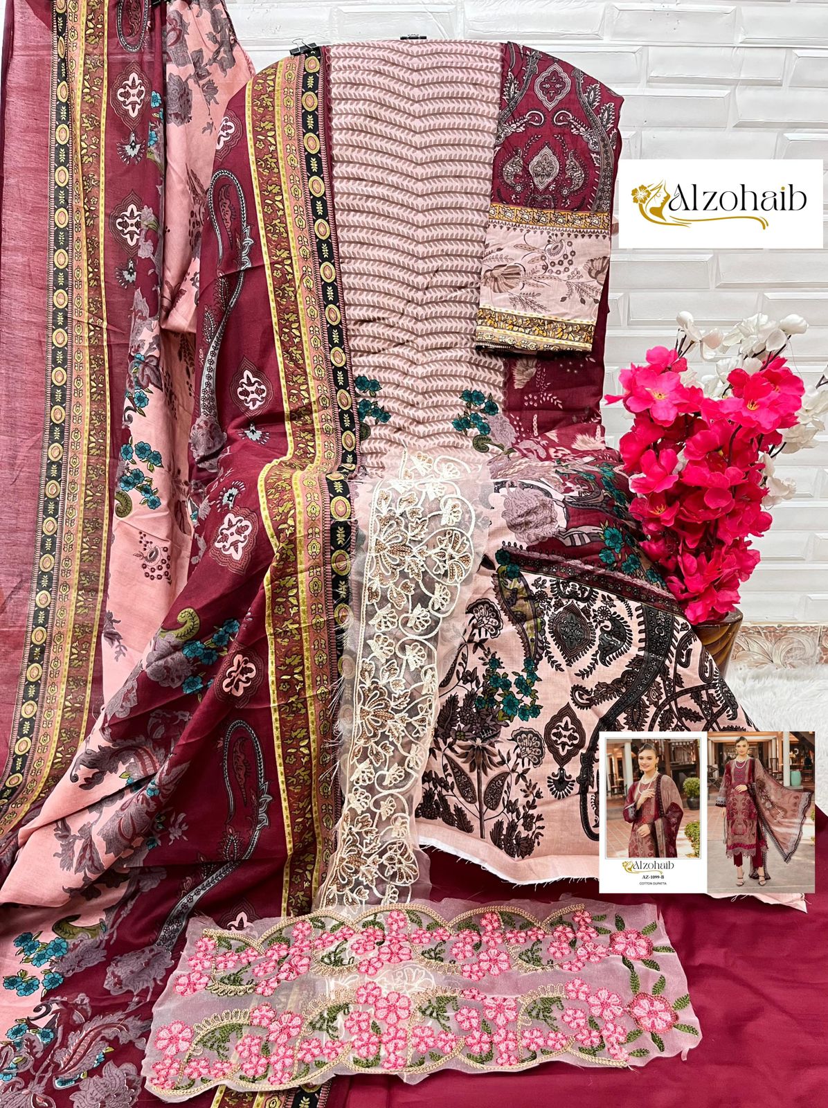 1099B Al Zohaib Embroidery Pakistani Patch Suits