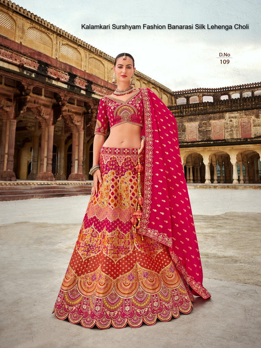 109 Kalamkari Surshyam Fashion Banarasi Silk Lehenga Choli