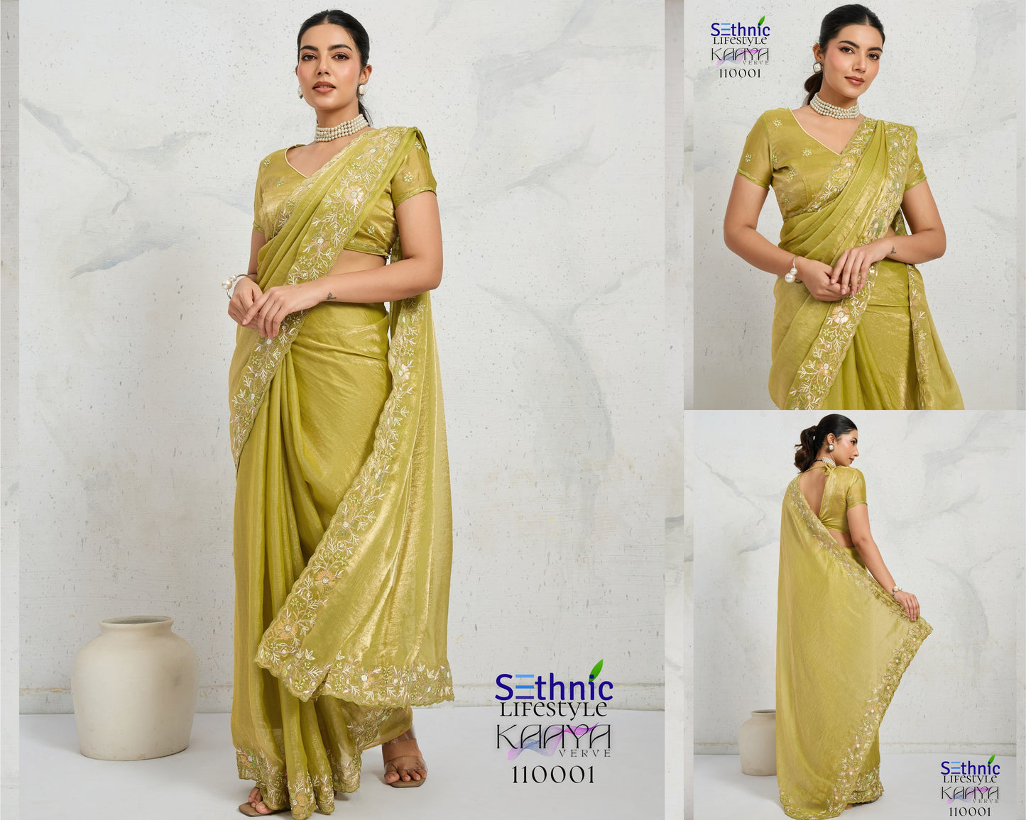 110001 Kaaya Sethnic Chiffon Velvet Sarees